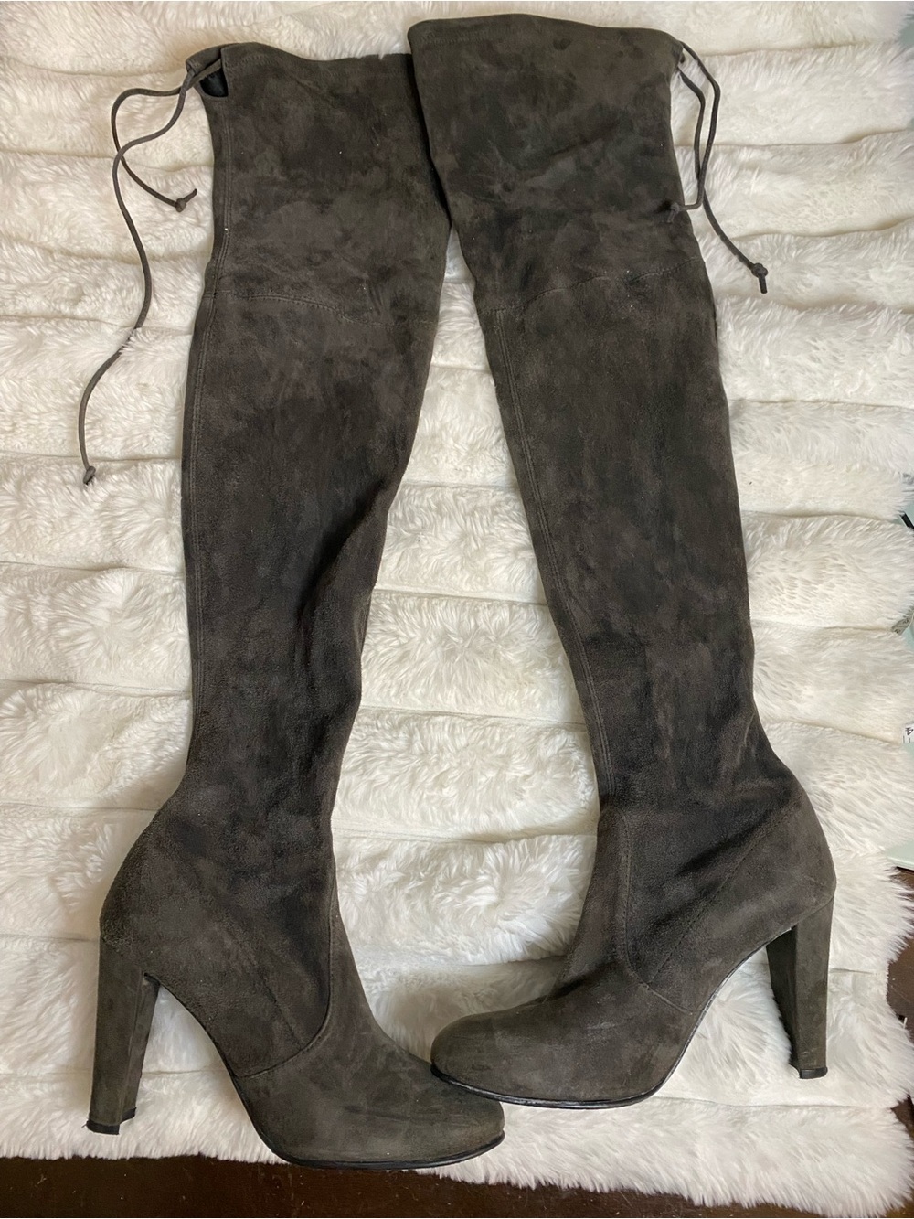 Stuart Weitzman Highland Grey Suede OTK Boots 6.5